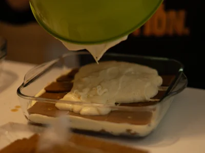Terminez par une dernière couche de crème mascarpone.